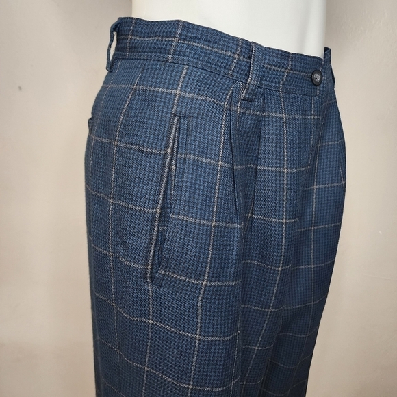 Vintage 80's IZOD Wool Blend Tartan Plaid Pleated & Cuffed Trouser Pants Size 10 - Picture 6 of 15